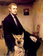 Miroslav Kraljevic Selfportrait with a dog oil painting